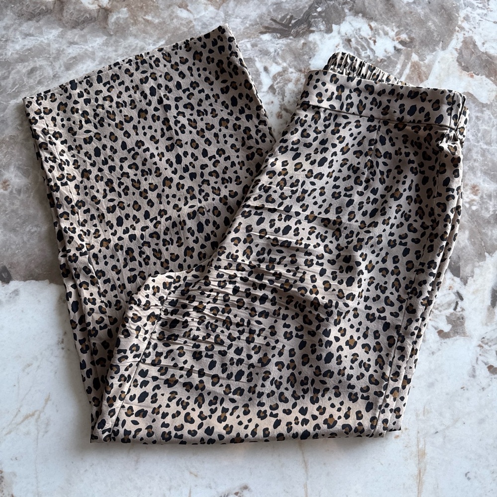 J. Crew Leopard-Print Silk Trouser Pants in Tan and Black